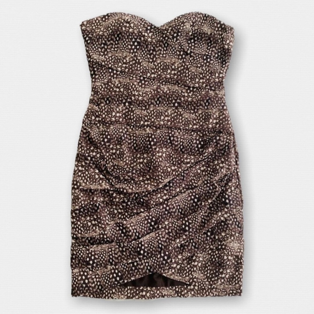 Brown camel combo Madge bodycon padded dress by BCBGMAXAZRIA size 8